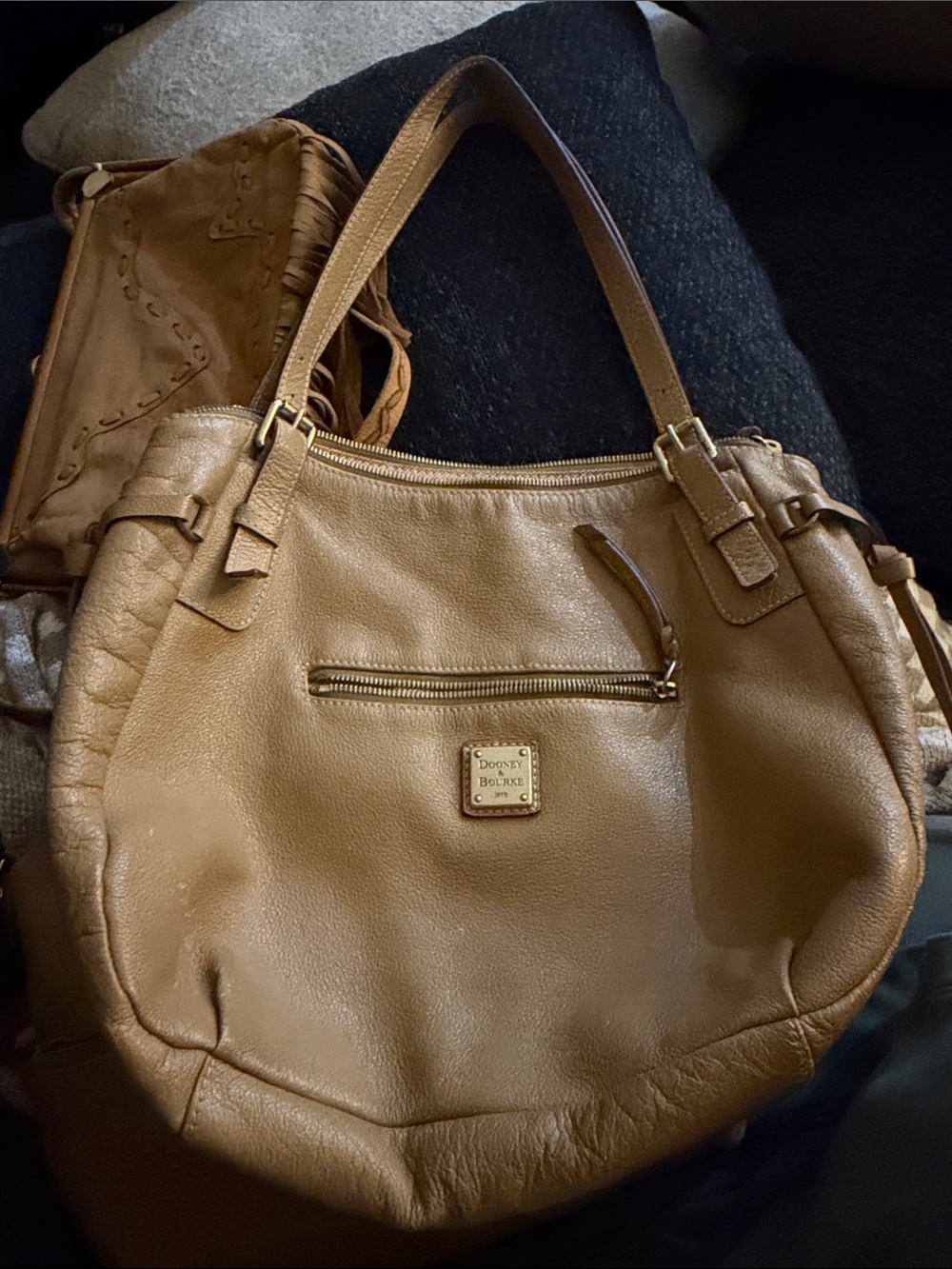 Dooney & Bourke Camel Brown Leather Shoulder Bag